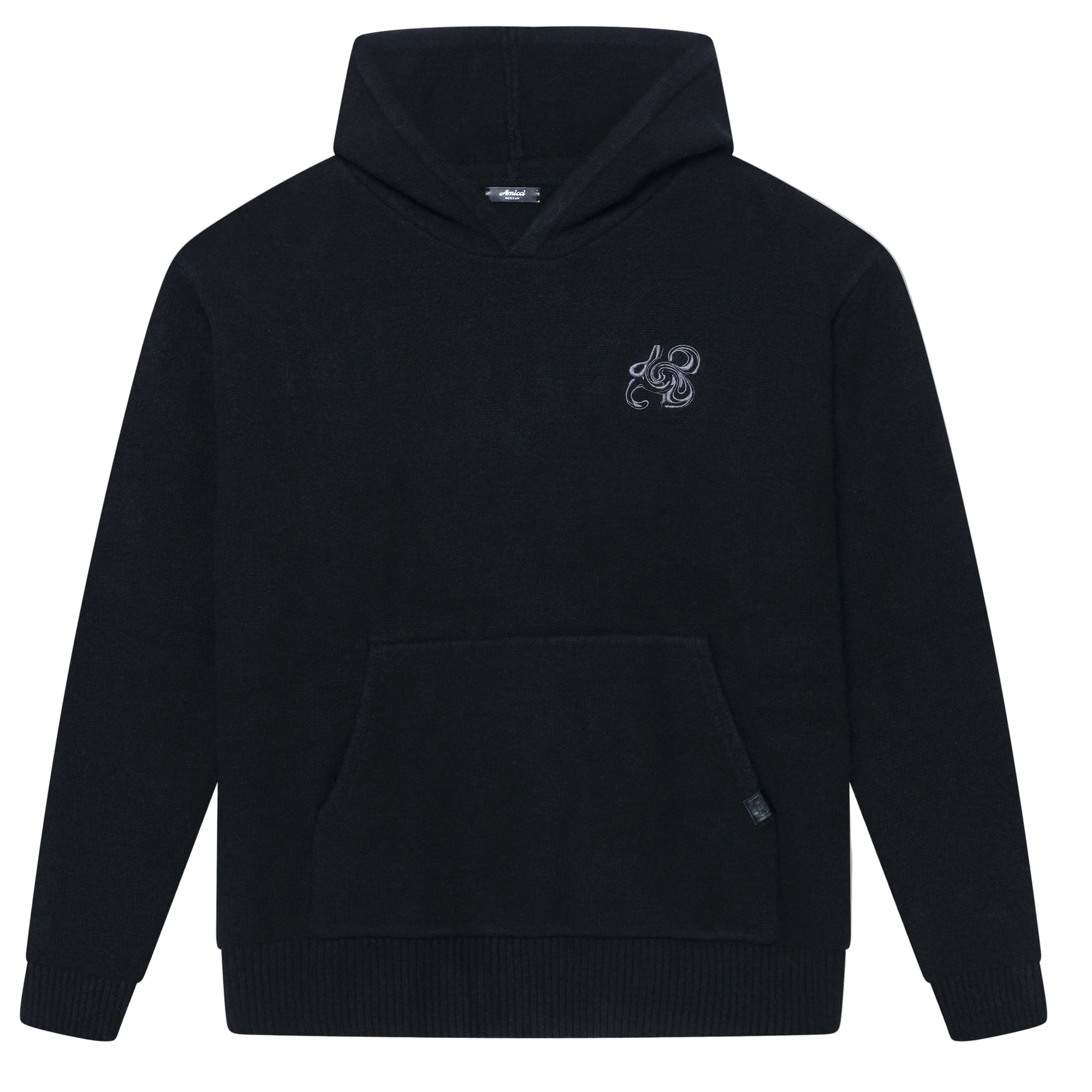 AMOS hoodie with a logo on the chest against a light gray background