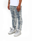Amicci Sassari Shredded Blue Denim Jeans